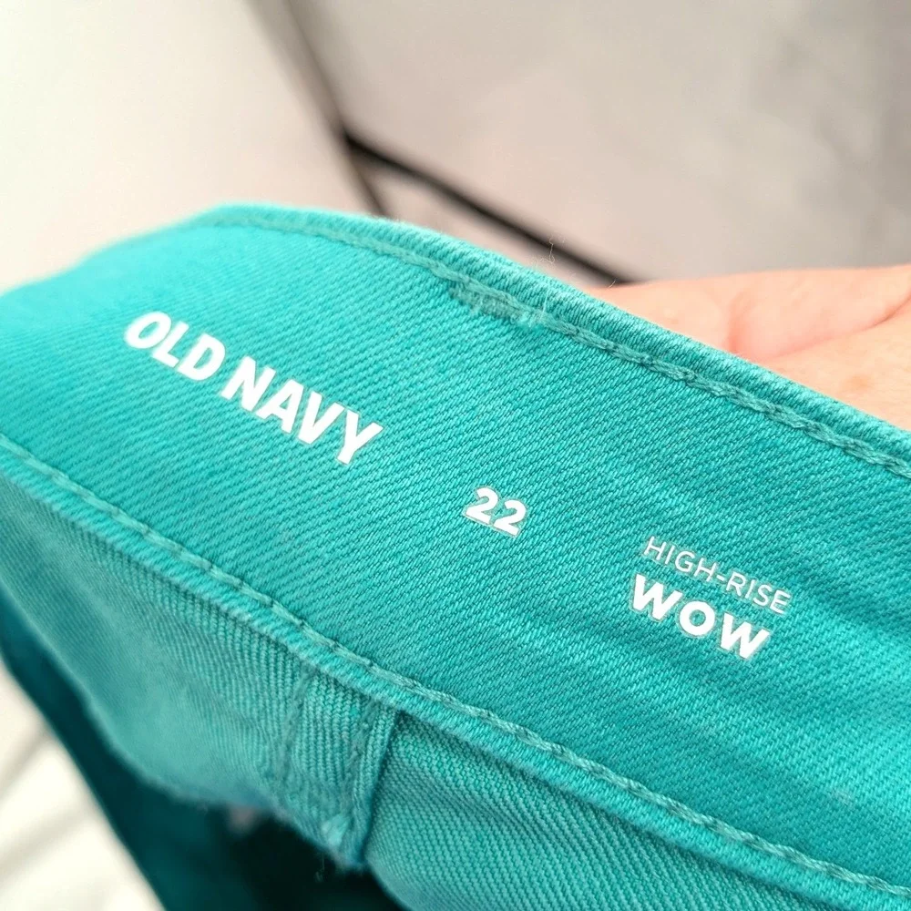 High Rise Denim Shorts Teal Stretch Fitted Casual Old Navy Size‎ 22